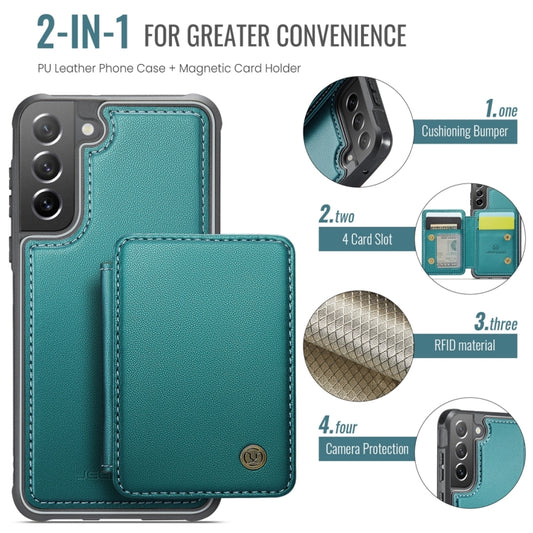 For Samsung Galaxy S21 FE 5G JEEHOOD J05 Business Magnetic Style RFID Leather Phone Case(Blue Green) - Galaxy Phone Cases by JEEHOOD | Online Shopping UK | buy2fix