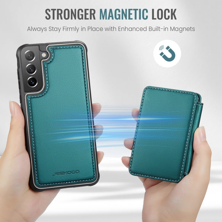 For Samsung Galaxy S21 FE 5G JEEHOOD J05 Business Magnetic Style RFID Leather Phone Case(Blue Green) - Galaxy Phone Cases by JEEHOOD | Online Shopping UK | buy2fix
