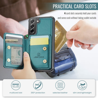 For Samsung Galaxy S21 FE 5G JEEHOOD J05 Business Magnetic Style RFID Leather Phone Case(Blue Green) - Galaxy Phone Cases by JEEHOOD | Online Shopping UK | buy2fix