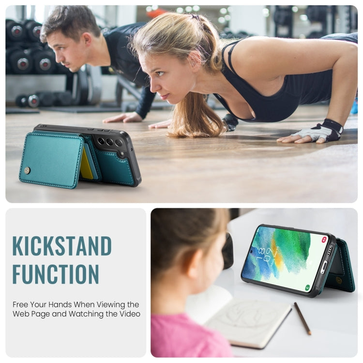 For Samsung Galaxy S21 FE 5G JEEHOOD J05 Business Magnetic Style RFID Leather Phone Case(Blue Green) - Galaxy Phone Cases by JEEHOOD | Online Shopping UK | buy2fix