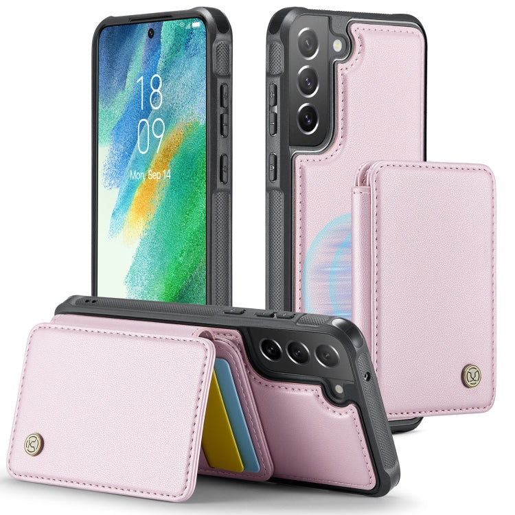 For Samsung Galaxy S21 FE 5G JEEHOOD J05 Business Magnetic Style RFID Leather Phone Case(Pink) - Galaxy Phone Cases by JEEHOOD | Online Shopping UK | buy2fix