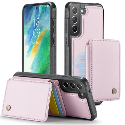 For Samsung Galaxy S21 FE 5G JEEHOOD J05 Business Magnetic Style RFID Leather Phone Case(Pink) - Galaxy Phone Cases by JEEHOOD | Online Shopping UK | buy2fix