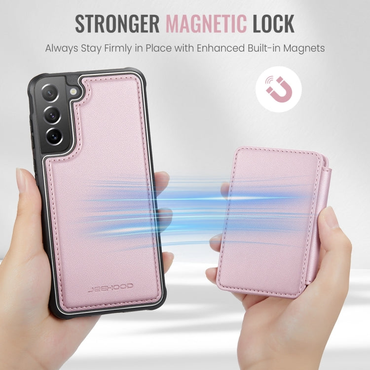 For Samsung Galaxy S21 FE 5G JEEHOOD J05 Business Magnetic Style RFID Leather Phone Case(Pink) - Galaxy Phone Cases by JEEHOOD | Online Shopping UK | buy2fix