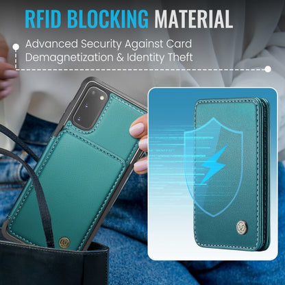 For Samsung Galaxy S20 5G JEEHOOD J05 Business Magnetic Style RFID Leather Phone Case(Blue Green) - Galaxy Phone Cases by JEEHOOD | Online Shopping UK | buy2fix