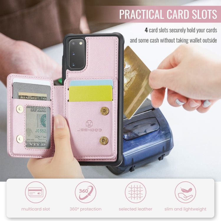 For Samsung Galaxy S20 5G JEEHOOD J05 Business Magnetic Style RFID Leather Phone Case(Pink) - Galaxy Phone Cases by JEEHOOD | Online Shopping UK | buy2fix