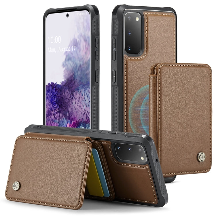 For Samsung Galaxy S20 5G JEEHOOD J05 Business Magnetic Style RFID Leather Phone Case(Brown) - Galaxy Phone Cases by JEEHOOD | Online Shopping UK | buy2fix
