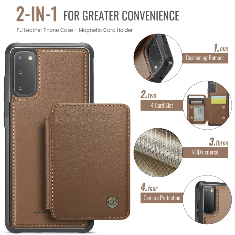 For Samsung Galaxy S20 5G JEEHOOD J05 Business Magnetic Style RFID Leather Phone Case(Brown) - Galaxy Phone Cases by JEEHOOD | Online Shopping UK | buy2fix