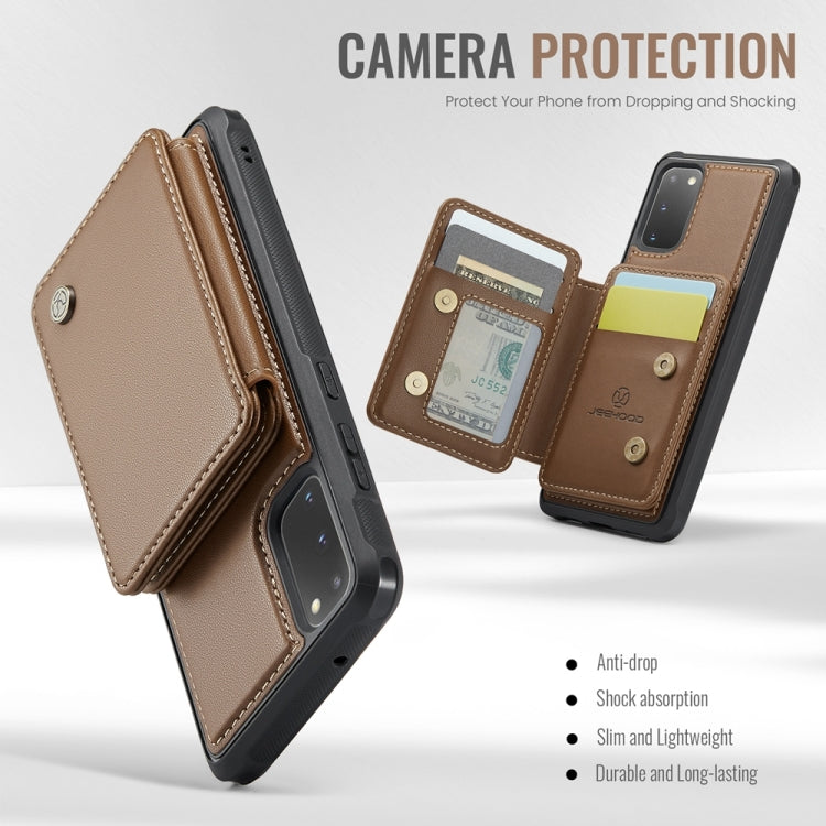 For Samsung Galaxy S20 5G JEEHOOD J05 Business Magnetic Style RFID Leather Phone Case(Brown) - Galaxy Phone Cases by JEEHOOD | Online Shopping UK | buy2fix