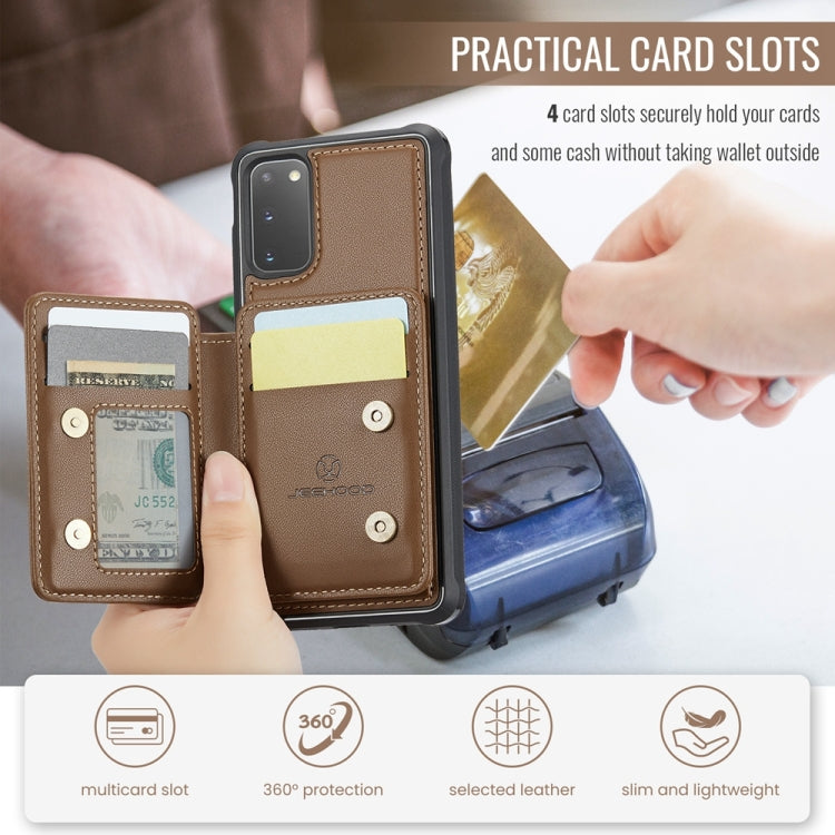 For Samsung Galaxy S20 5G JEEHOOD J05 Business Magnetic Style RFID Leather Phone Case(Brown) - Galaxy Phone Cases by JEEHOOD | Online Shopping UK | buy2fix