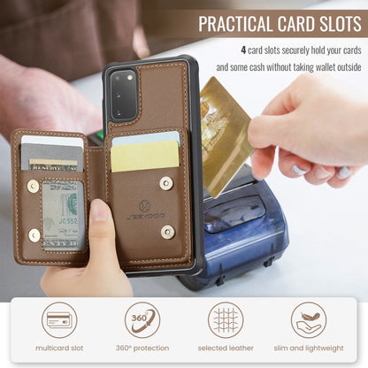 For Samsung Galaxy S20 5G JEEHOOD J05 Business Magnetic Style RFID Leather Phone Case(Brown) - Galaxy Phone Cases by JEEHOOD | Online Shopping UK | buy2fix