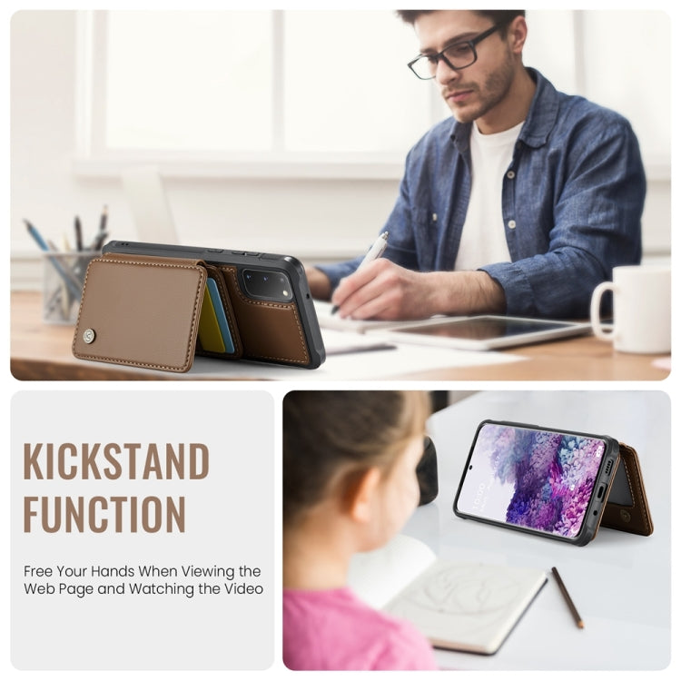 For Samsung Galaxy S20 5G JEEHOOD J05 Business Magnetic Style RFID Leather Phone Case(Brown) - Galaxy Phone Cases by JEEHOOD | Online Shopping UK | buy2fix