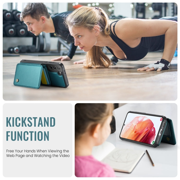 For Samsung Galaxy S21+ 5G JEEHOOD J05 Business Magnetic Style RFID Leather Phone Case(Blue Green) - Galaxy S21+ 5G Cases by JEEHOOD | Online Shopping UK | buy2fix