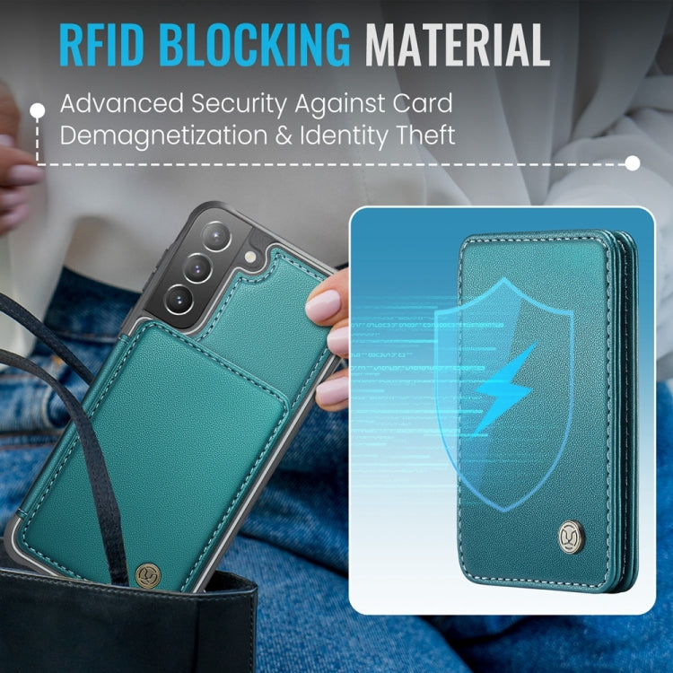 For Samsung Galaxy S21+ 5G JEEHOOD J05 Business Magnetic Style RFID Leather Phone Case(Blue Green) - Galaxy S21+ 5G Cases by JEEHOOD | Online Shopping UK | buy2fix