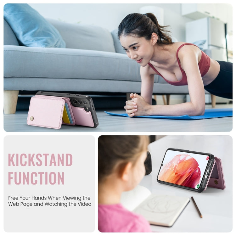 For Samsung Galaxy S21+ 5G JEEHOOD J05 Business Magnetic Style RFID Leather Phone Case(Pink) - Galaxy S21+ 5G Cases by JEEHOOD | Online Shopping UK | buy2fix