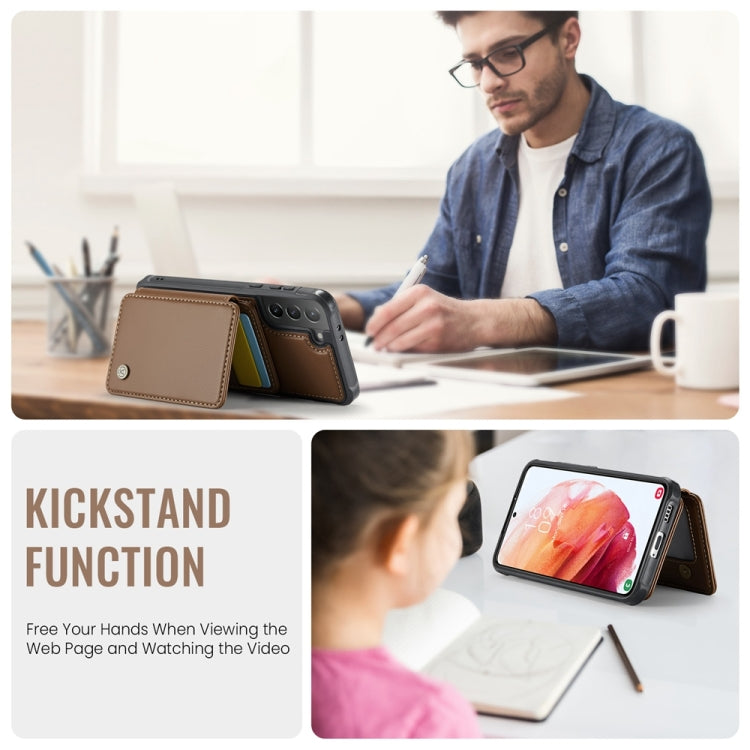 For Samsung Galaxy S21+ 5G JEEHOOD J05 Business Magnetic Style RFID Leather Phone Case(Brown) - Galaxy S21+ 5G Cases by JEEHOOD | Online Shopping UK | buy2fix