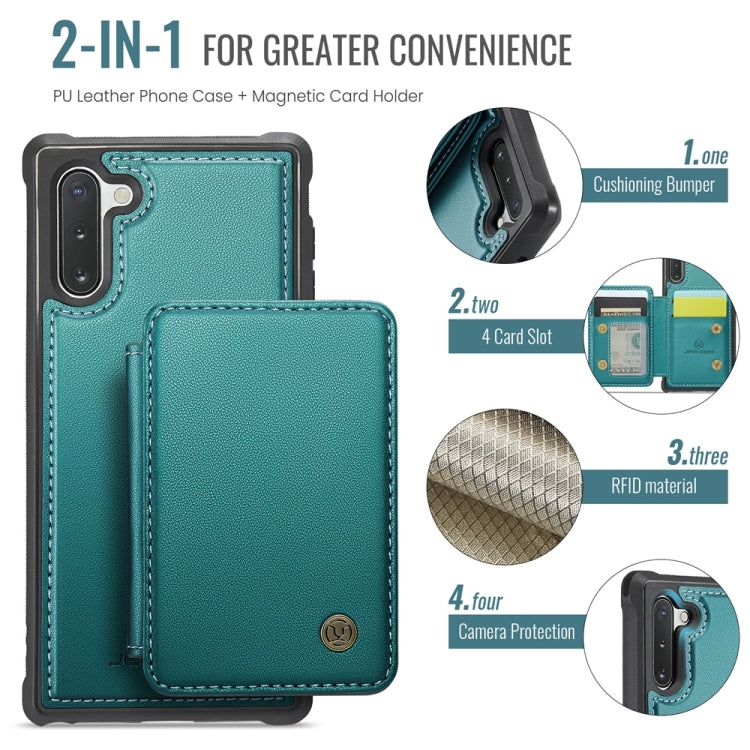 For Samsung Galaxy Note10 5G JEEHOOD J05 Business Magnetic Style RFID Leather Phone Case(Blue Green) - Galaxy Phone Cases by JEEHOOD | Online Shopping UK | buy2fix