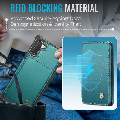 For Samsung Galaxy Note10 5G JEEHOOD J05 Business Magnetic Style RFID Leather Phone Case(Blue Green) - Galaxy Phone Cases by JEEHOOD | Online Shopping UK | buy2fix