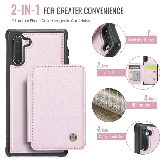 For Samsung Galaxy Note10 5G JEEHOOD J05 Business Magnetic Style RFID Leather Phone Case(Pink) - Galaxy Phone Cases by JEEHOOD | Online Shopping UK | buy2fix