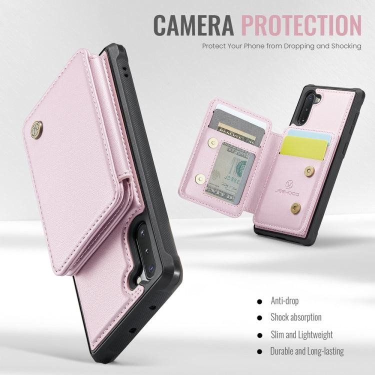 For Samsung Galaxy Note10 5G JEEHOOD J05 Business Magnetic Style RFID Leather Phone Case(Pink) - Galaxy Phone Cases by JEEHOOD | Online Shopping UK | buy2fix