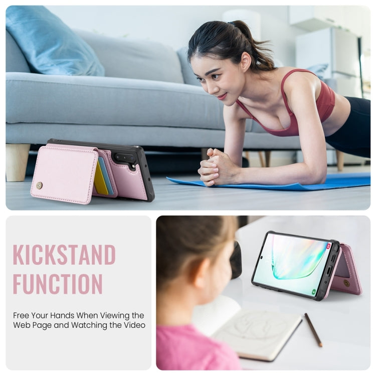 For Samsung Galaxy Note10 5G JEEHOOD J05 Business Magnetic Style RFID Leather Phone Case(Pink) - Galaxy Phone Cases by JEEHOOD | Online Shopping UK | buy2fix