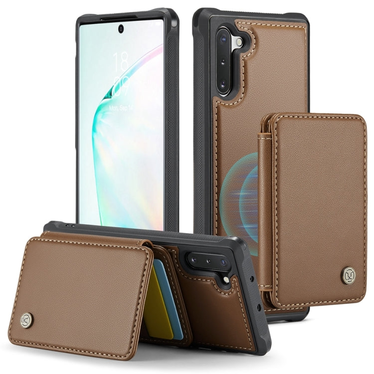 For Samsung Galaxy Note10 5G JEEHOOD J05 Business Magnetic Style RFID Leather Phone Case(Brown) - Galaxy Phone Cases by JEEHOOD | Online Shopping UK | buy2fix