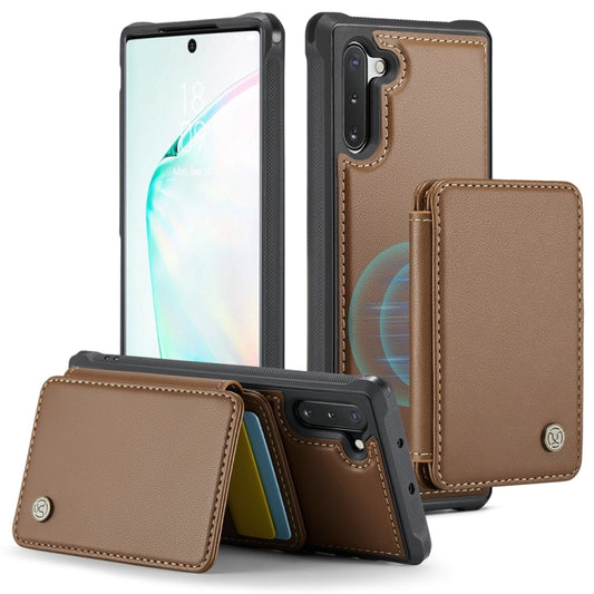 For Samsung Galaxy Note10 5G JEEHOOD J05 Business Magnetic Style RFID Leather Phone Case(Brown) - Galaxy Phone Cases by JEEHOOD | Online Shopping UK | buy2fix