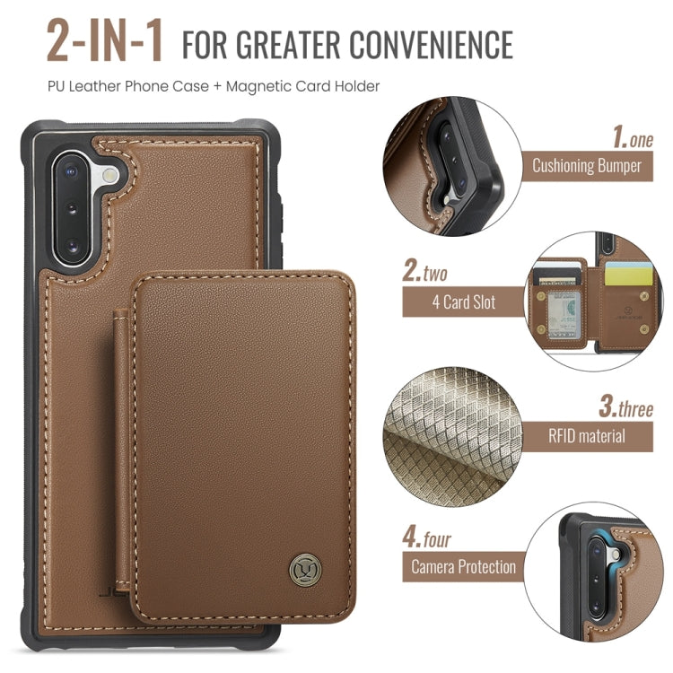 For Samsung Galaxy Note10 5G JEEHOOD J05 Business Magnetic Style RFID Leather Phone Case(Brown) - Galaxy Phone Cases by JEEHOOD | Online Shopping UK | buy2fix
