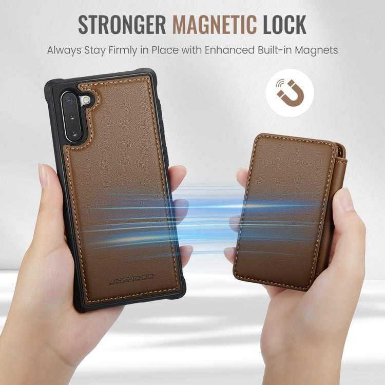 For Samsung Galaxy Note10 5G JEEHOOD J05 Business Magnetic Style RFID Leather Phone Case(Brown) - Galaxy Phone Cases by JEEHOOD | Online Shopping UK | buy2fix