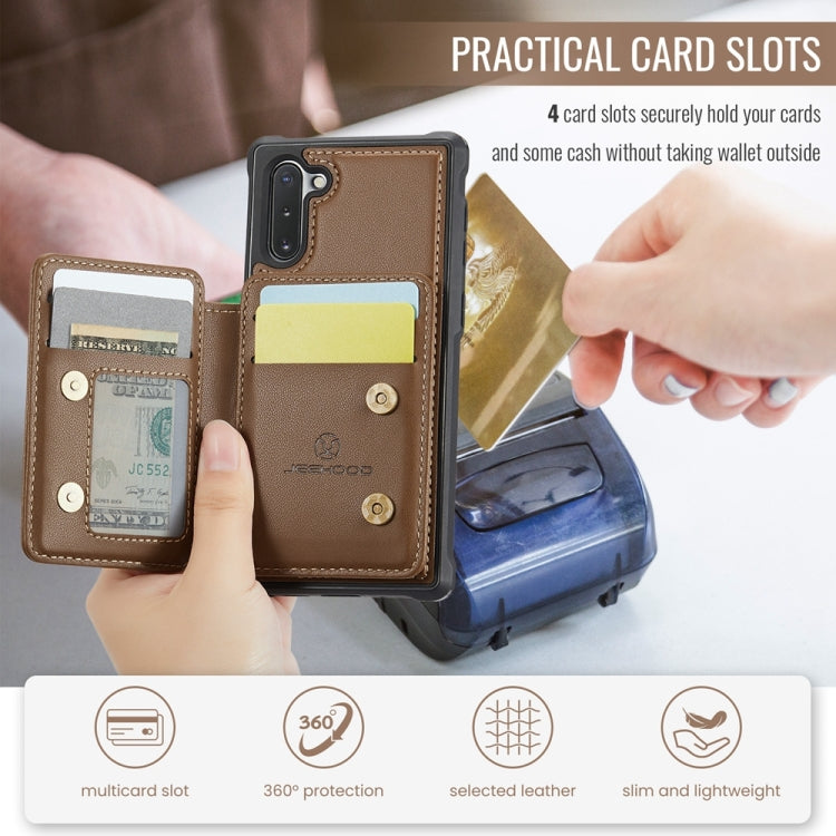 For Samsung Galaxy Note10 5G JEEHOOD J05 Business Magnetic Style RFID Leather Phone Case(Brown) - Galaxy Phone Cases by JEEHOOD | Online Shopping UK | buy2fix