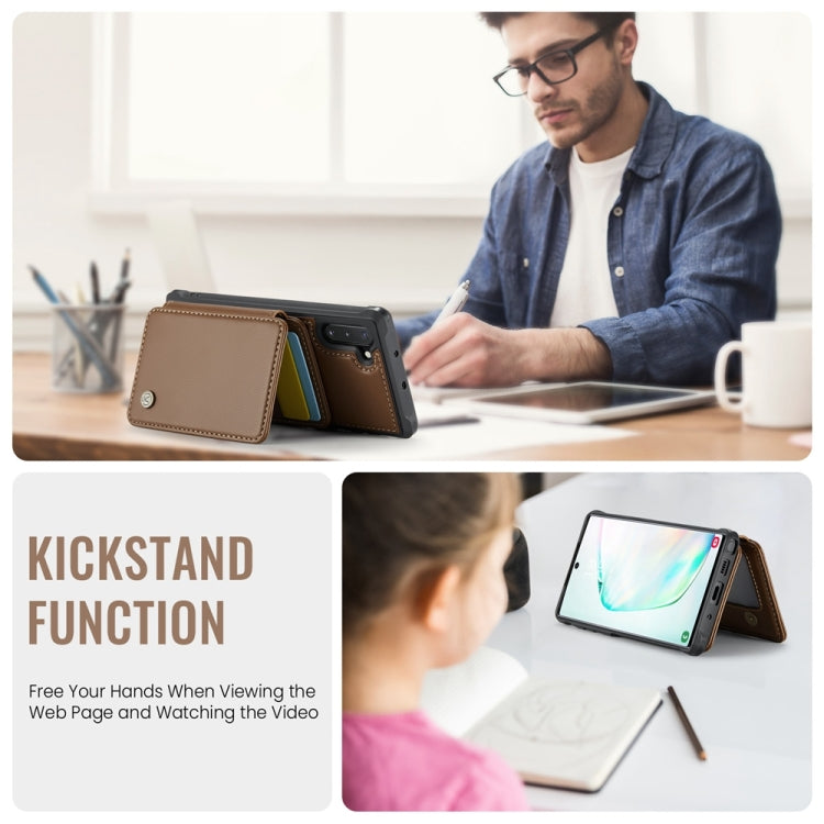 For Samsung Galaxy Note10 5G JEEHOOD J05 Business Magnetic Style RFID Leather Phone Case(Brown) - Galaxy Phone Cases by JEEHOOD | Online Shopping UK | buy2fix