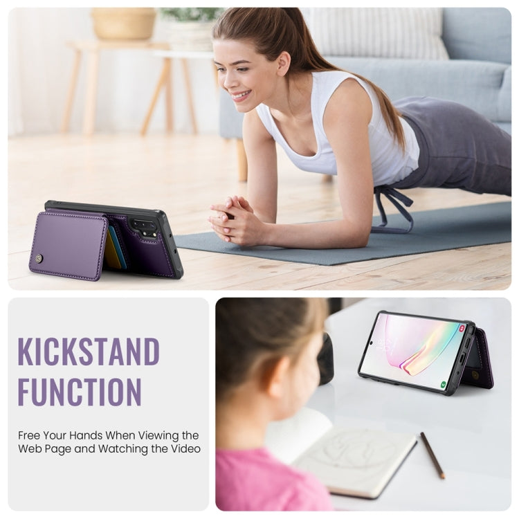 For Samsung Galaxy Note10+ 5G JEEHOOD J05 Business Magnetic Style RFID Leather Phone Case(Purple) - Galaxy Phone Cases by JEEHOOD | Online Shopping UK | buy2fix