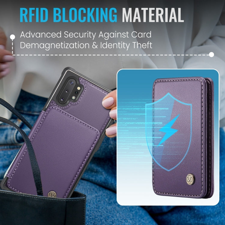 For Samsung Galaxy Note10+ 5G JEEHOOD J05 Business Magnetic Style RFID Leather Phone Case(Purple) - Galaxy Phone Cases by JEEHOOD | Online Shopping UK | buy2fix