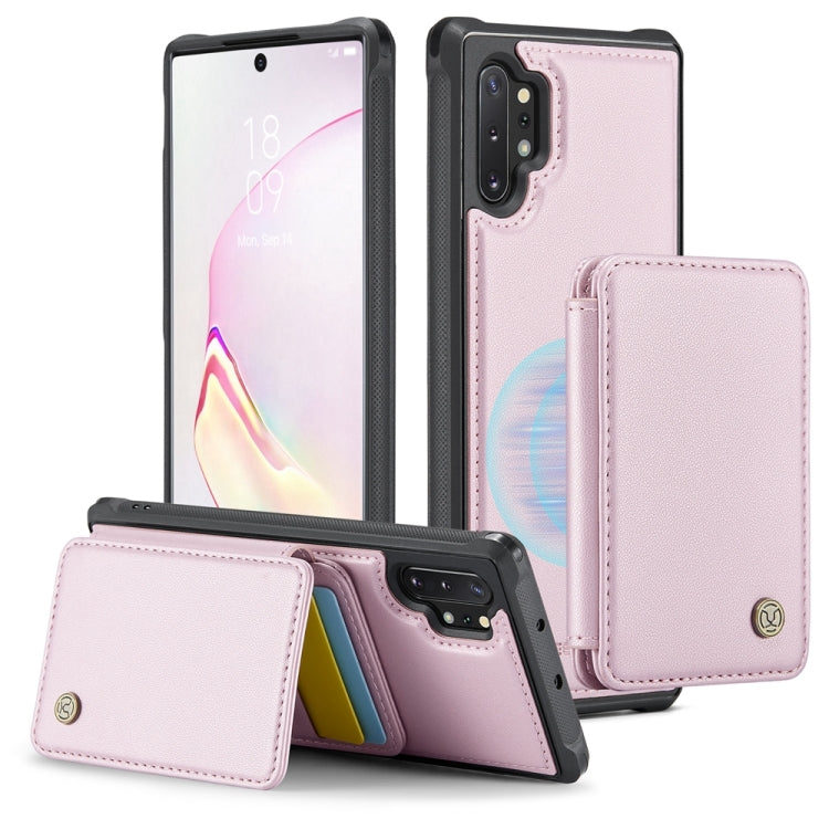 For Samsung Galaxy Note10+ 5G JEEHOOD J05 Business Magnetic Style RFID Leather Phone Case(Pink) - Galaxy Phone Cases by JEEHOOD | Online Shopping UK | buy2fix