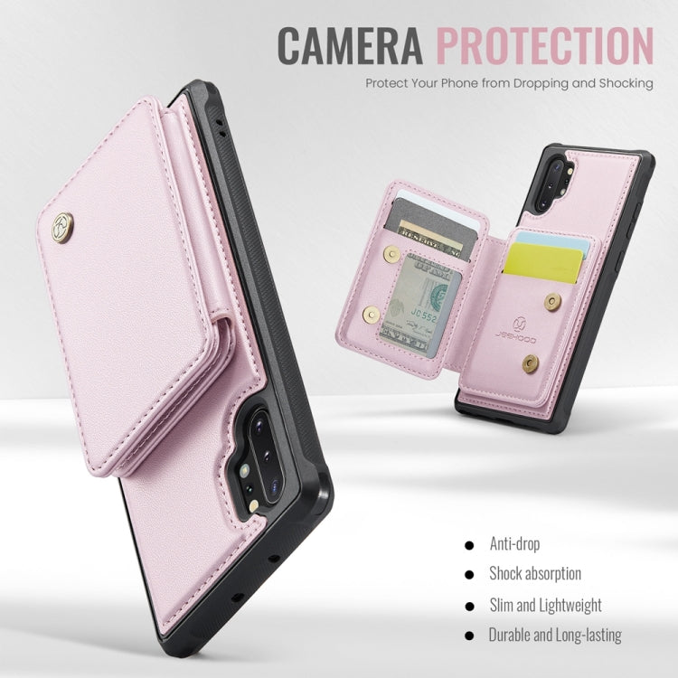 For Samsung Galaxy Note10+ 5G JEEHOOD J05 Business Magnetic Style RFID Leather Phone Case(Pink) - Galaxy Phone Cases by JEEHOOD | Online Shopping UK | buy2fix