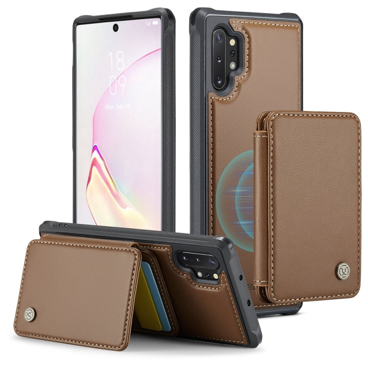For Samsung Galaxy Note10+ 5G JEEHOOD J05 Business Magnetic Style RFID Leather Phone Case(Brown) - Galaxy Phone Cases by JEEHOOD | Online Shopping UK | buy2fix