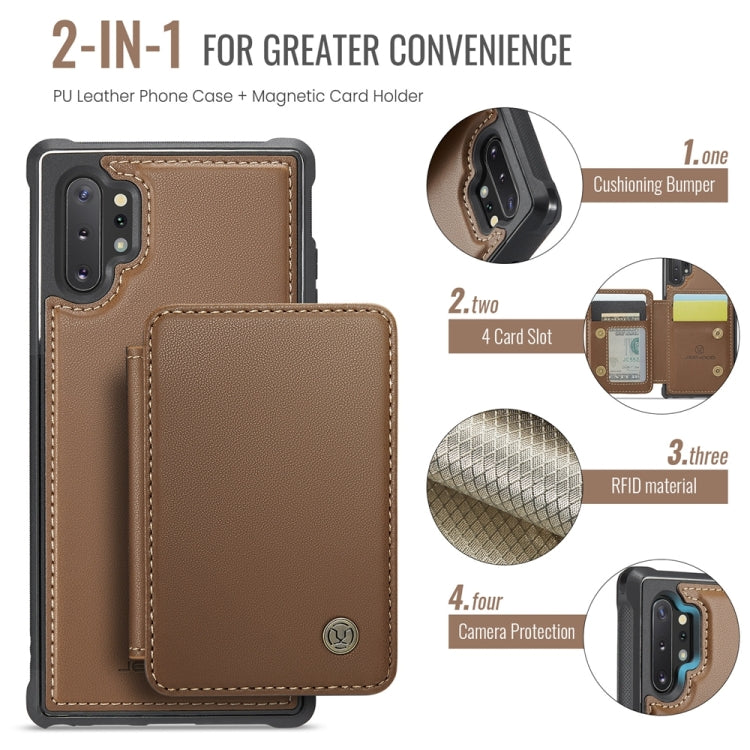 For Samsung Galaxy Note10+ 5G JEEHOOD J05 Business Magnetic Style RFID Leather Phone Case(Brown) - Galaxy Phone Cases by JEEHOOD | Online Shopping UK | buy2fix