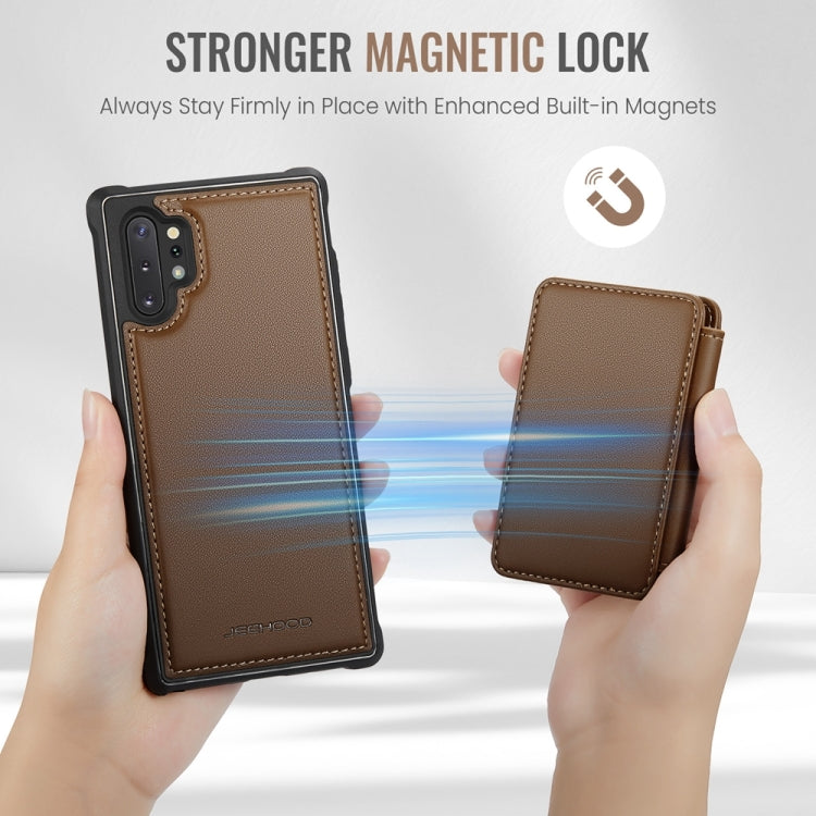 For Samsung Galaxy Note10+ 5G JEEHOOD J05 Business Magnetic Style RFID Leather Phone Case(Brown) - Galaxy Phone Cases by JEEHOOD | Online Shopping UK | buy2fix