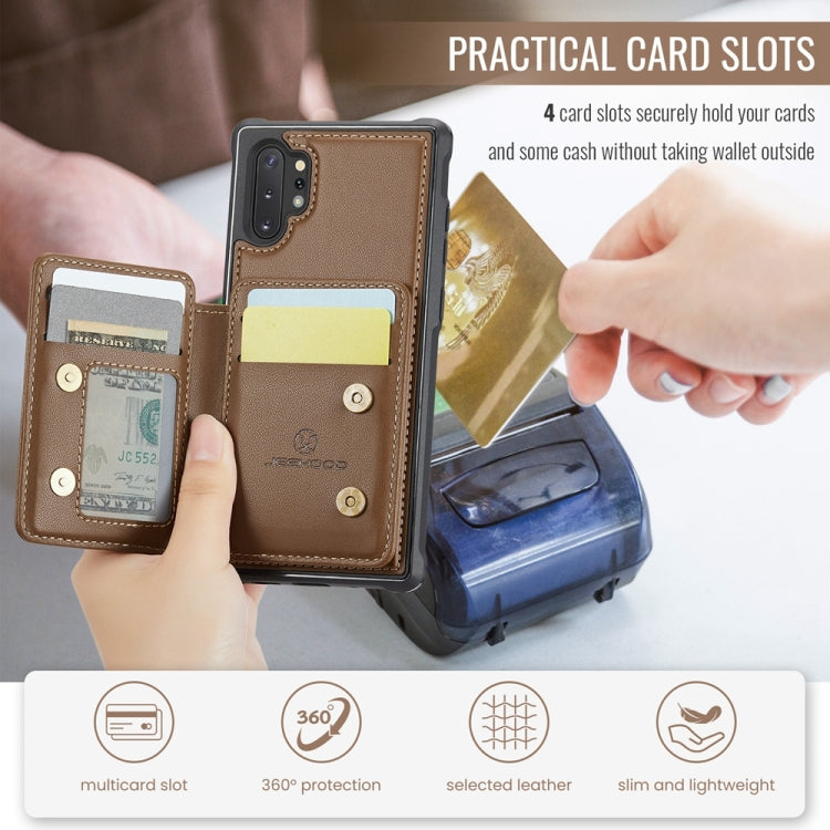 For Samsung Galaxy Note10+ 5G JEEHOOD J05 Business Magnetic Style RFID Leather Phone Case(Brown) - Galaxy Phone Cases by JEEHOOD | Online Shopping UK | buy2fix