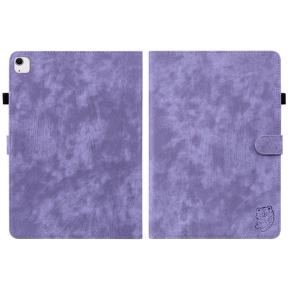 For iPad Air 13 2025 / 2024 Embossed Tiger Pattern Leather Tablet Case(Purple) by buy2fix