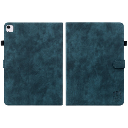 For iPad Air 13 2025 / 2024 Embossed Tiger Pattern Leather Tablet Case(Dark Blue) by buy2fix