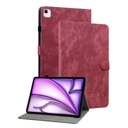 For iPad Air 11 2024 Embossed Tiger Pattern Leather Tablet Case(Red) - iPad Air 11 2024 Cases by buy2fix | Online Shopping UK | buy2fix