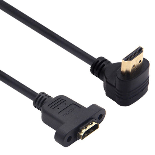 Reverse Elbow HDTV Male to Female Extension Cable with Ear Screw Holes, Length: 0.5m by buy2fix