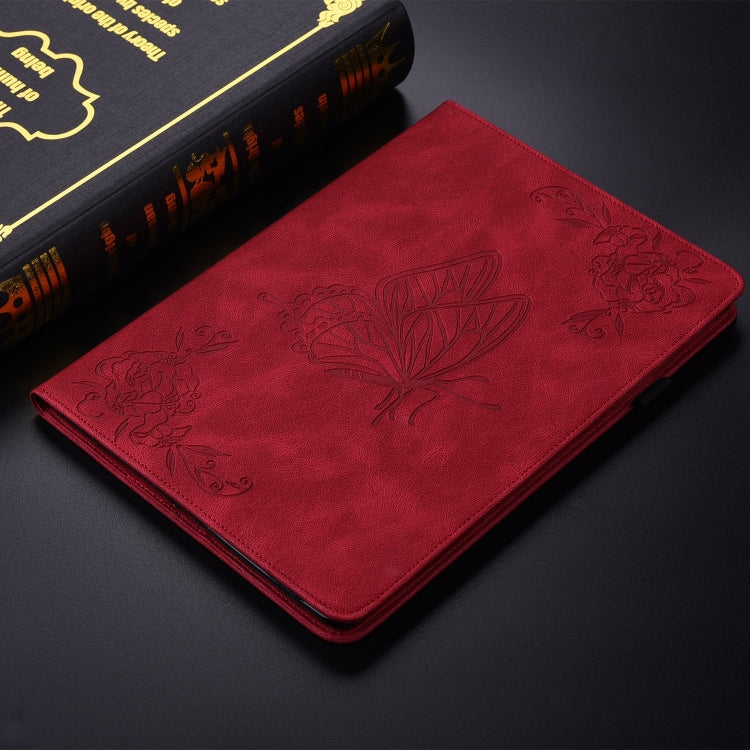For iPad Pro 11 2025 / 2024 Butterfly Flower Embossed Leather Tablet Case(Red) by buy2fix