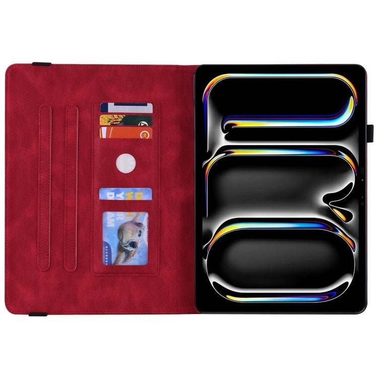 For iPad Pro 11 2025 / 2024 Butterfly Flower Embossed Leather Tablet Case(Red) by buy2fix