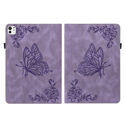 For iPad Pro 11 2025 / 2024 Butterfly Flower Embossed Leather Tablet Case(Purple) by buy2fix
