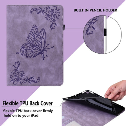For iPad Pro 11 2025 / 2024 Butterfly Flower Embossed Leather Tablet Case(Purple) by buy2fix