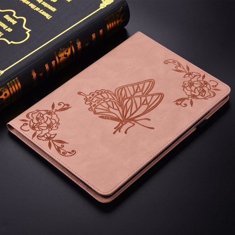 For iPad Pro 11 2025 / 2024 Butterfly Flower Embossed Leather Tablet Case(Rose Gold) by buy2fix