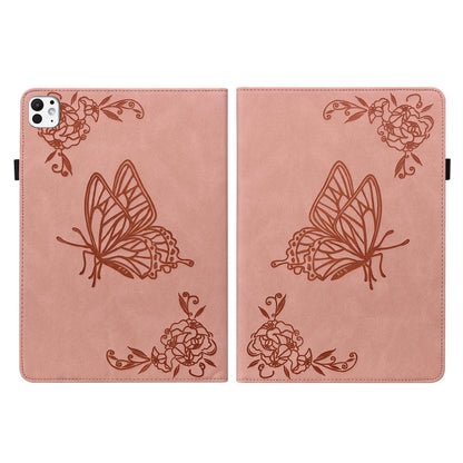 For iPad Pro 11 2025 / 2024 Butterfly Flower Embossed Leather Tablet Case(Rose Gold) by buy2fix