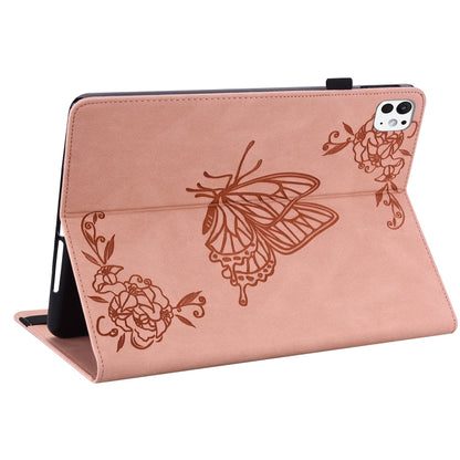 For iPad Pro 11 2025 / 2024 Butterfly Flower Embossed Leather Tablet Case(Rose Gold) by buy2fix