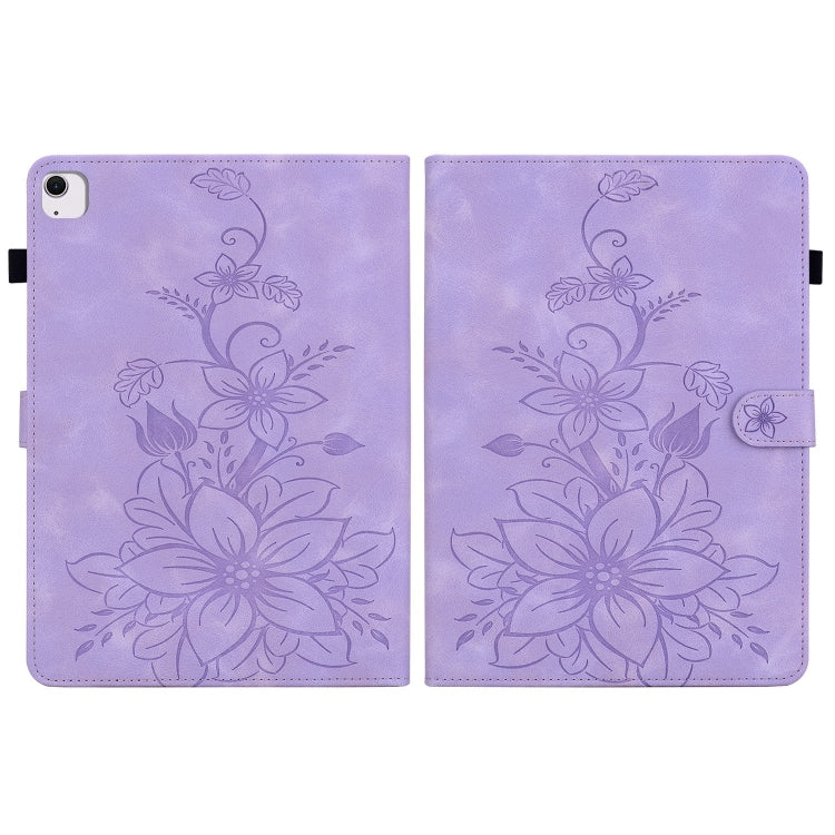 For iPad Air 13 2025 / 2024 Lily Embossed Leather Smart Tablet Case(Purple) by buy2fix